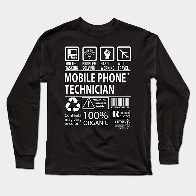 Mobile Phone Technician T Shirt - MultiTasking Certified Job Gift Item Tee Long Sleeve T-Shirt by Aquastal